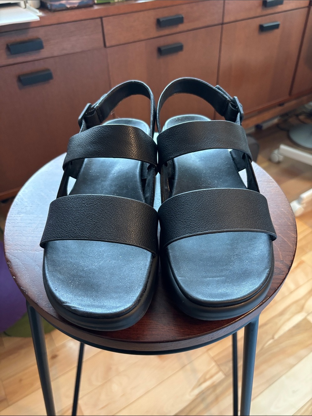 Naturalizer Black Double-Strap Slingback Sandals with Buckle